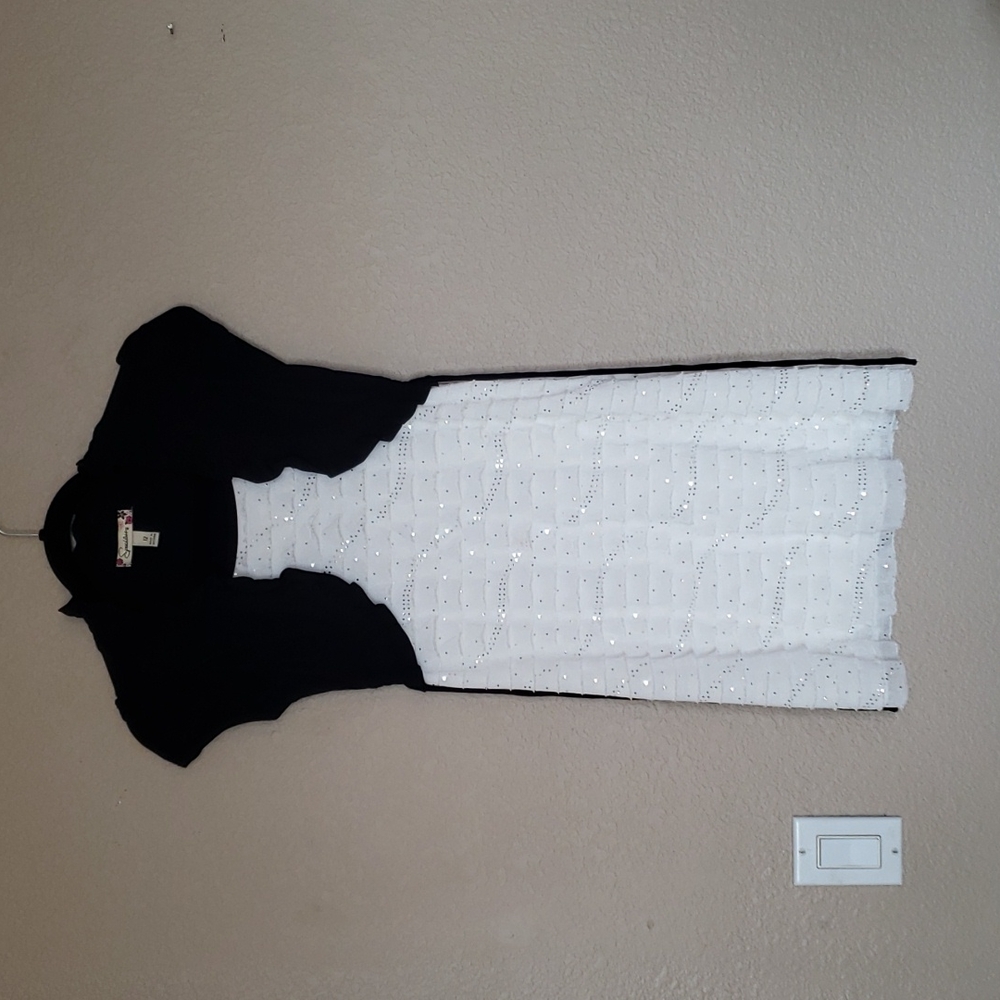 Speechless White & black Sequin Dress Size 12